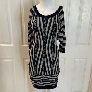 Nicole Miller Black and Gray Sweater Dress size medium